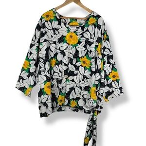 Lady Winn by Teddi Floral Plus Size Top Womens Size 46 2X 3X Vintage 70s Floral
